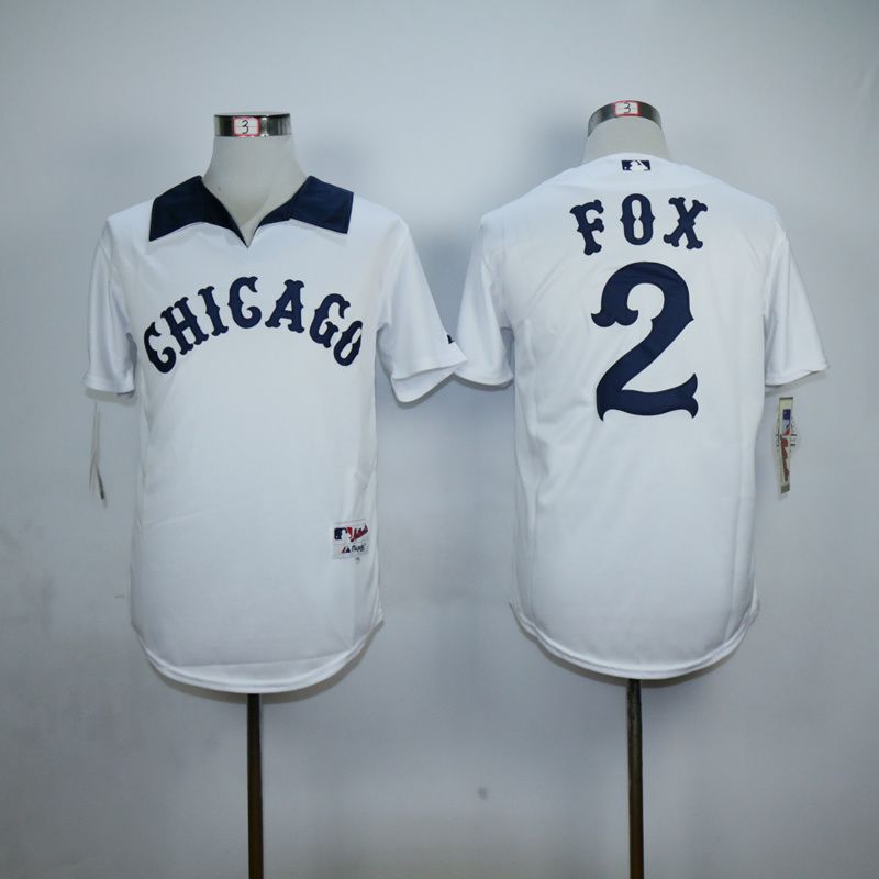 Men Chicago White Sox #2 Fox White Throwback MLB Jerseys->chicago white sox->MLB Jersey